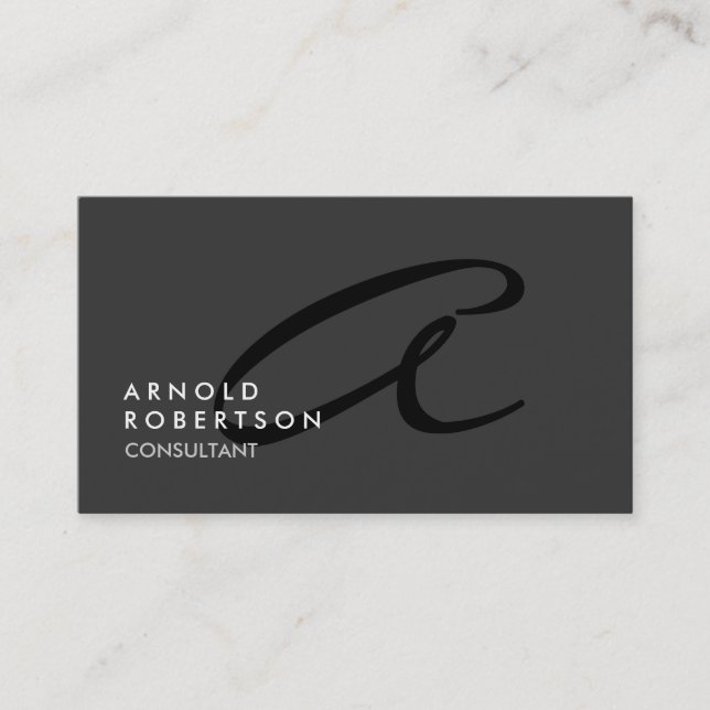 Customise Monogram Plain Grey Trendy Business Card (Front)