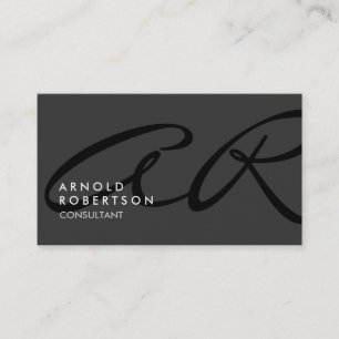 Customise Monogram Plain Grey Trendy Business Card