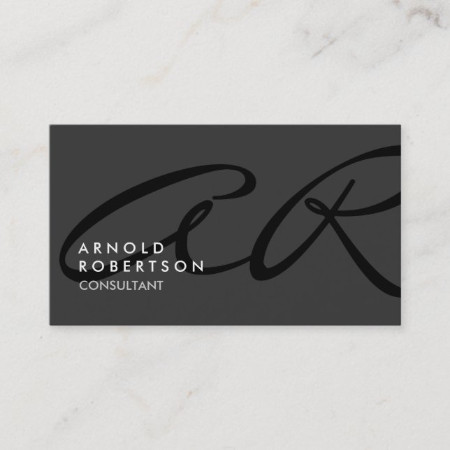 Customise Monogram Plain Grey Trendy Business Card (Front)