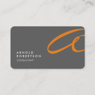 Customise Monogram Plain Grey Trendy Business Card
