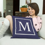 Customise monogram text on navy blue cushion<br><div class="desc">Customise monogram text on navy blue throw pillow in outdoor fabric. Customise monogram on navy blue throw pillow. Customise and personalise by replacing the monogram initial on front and text on back, as desired.The monogram design is also available in polyester as well as in A grade cotton. Choose the material...</div>