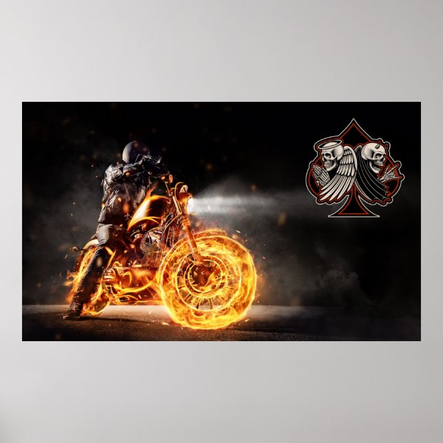 Customise Motorcycle Biker Repair Logo Wall Poster (Front)