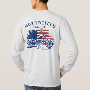 Customise Motorcycle Road Trip Route 66 USA Flag T-Shirt