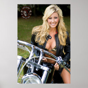 Customise Motorcycle Shop Logo Bikini Babe  Poster