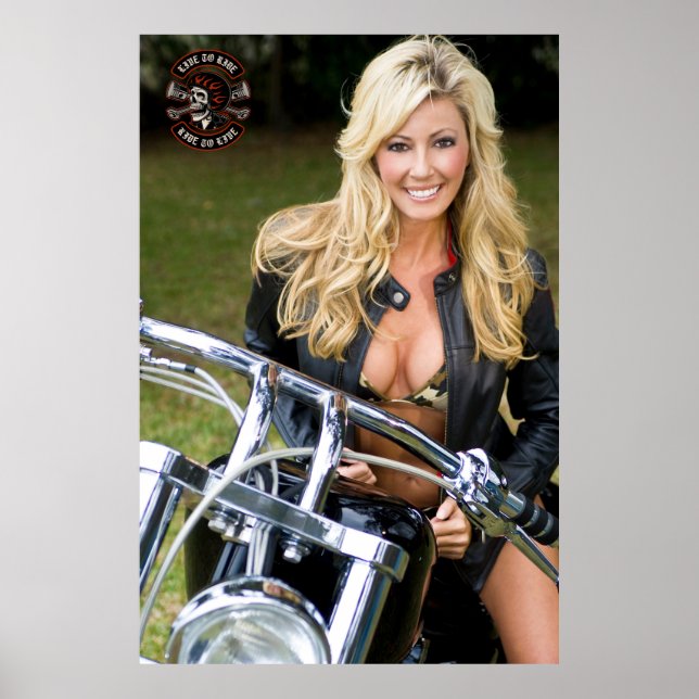 Customise Motorcycle Shop Logo Bikini Babe  Poster (Front)