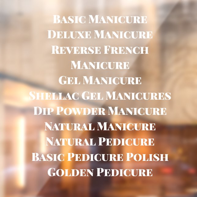 Customise Nail Salon Spa Detailed List of Serviced (Sheet 2)