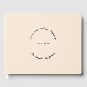 Customise Name, date, black, Antique white wedding Guest Book