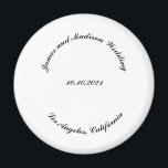 Customise Name, date black curved letters wedding Magnet<br><div class="desc">Customise Name,  date black curved letters wedding magnet,  favour,  favours
custom text,  personalise it with your own text,  information</div>