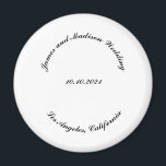 Customise Name, date black curved letters wedding Magnet<br><div class="desc">Customise Name,  date black curved letters wedding magnet,  favour,  favours
custom text,  personalise it with your own text,  information</div>