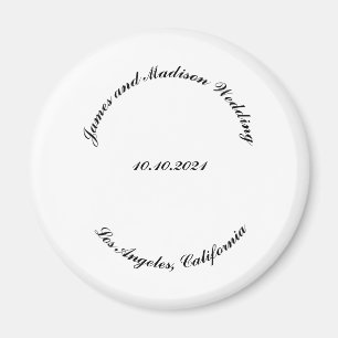 Customise Name, date black curved letters wedding Magnet