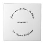 Customise Name, date black curved letters wedding Tile<br><div class="desc">Customise Name,  date black curved letters wedding ceramic tile
custom text,  personalise it with your own text,  information</div>