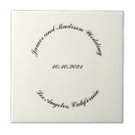 Customise Name, date black ivory wedding Tile<br><div class="desc">Customise Name,  date black ivory curved letters wedding ceramic tile
custom text,  personalise it with your own text,  information</div>