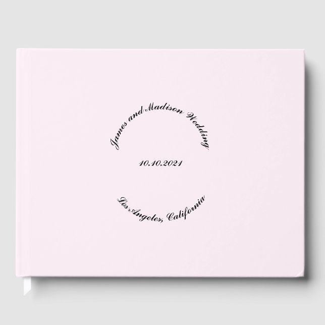 Customise Name, date, pale light pink wedding Guest Book (Front)
