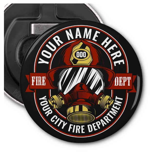 Customise NAME Firefighter Helmet Mask Fire Rescue Bottle Opener (Creator Uploaded)