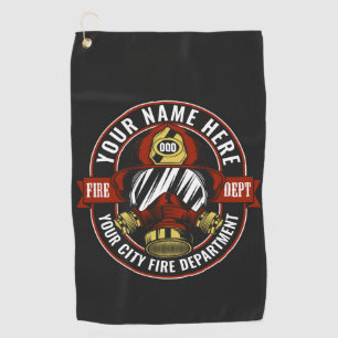 Customise NAME Firefighter Helmet Mask Fire Rescue Golf Towel