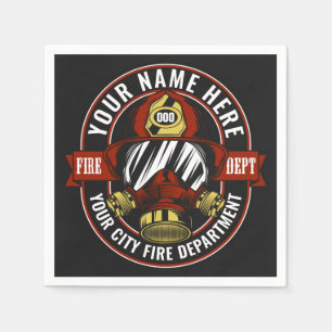 Customise NAME Firefighter Helmet Mask Fire Rescue Napkin