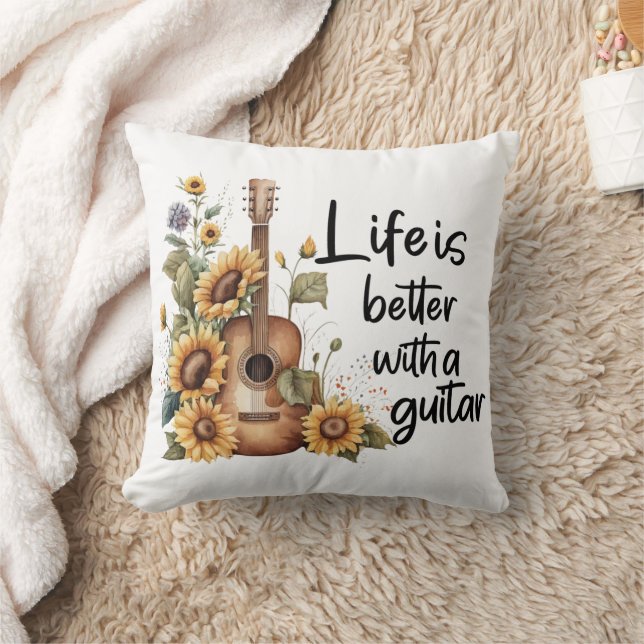 Customise Name Guitar With Sunflower Cushion (Blanket)