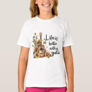 Customise Name Guitar With Sunflower T-Shirt