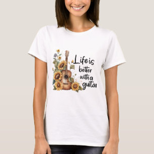 Customise Name Guitar With Sunflower T-Shirt