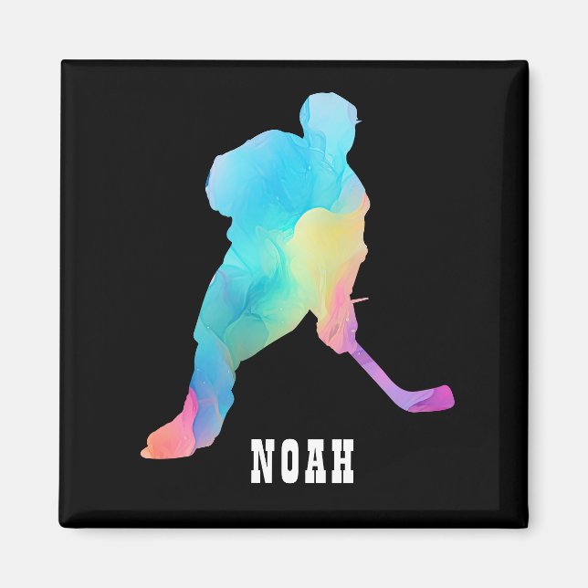 Customise name Hockey Player  Magnet (Front)