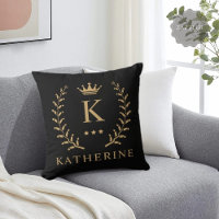 Customise Name & Initial Black White Gold Monogram