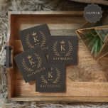 Customise Name & Initial Black White Gold Monogram Stone Coaster<br><div class="desc">Introducing our Customise Name & Initial Black White Gold Monogram collection – a bespoke fusion of sophistication and personalisation. Tailored for those who appreciate unique details, this collection allows you to add your name and initials to a timeless black and white palette, elegantly accented with gold monogramming. Whether you're looking...</div>