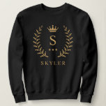 Customise Name & Initial Black White Gold Monogram Sweatshirt<br><div class="desc">Introducing our Customise Name & Initial Black White Gold Monogram collection – a bespoke fusion of sophistication and personalisation. Tailored for those who appreciate unique details, this collection allows you to add your name and initials to a timeless black and white palette, elegantly accented with gold monogramming. Whether you're looking...</div>