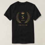Customise Name & Initial Black White Gold Monogram T-Shirt<br><div class="desc">Introducing our Customise Name & Initial Black White Gold Monogram collection – a bespoke fusion of sophistication and personalisation. Tailored for those who appreciate unique details, this collection allows you to add your name and initials to a timeless black and white palette, elegantly accented with gold monogramming. Whether you're looking...</div>