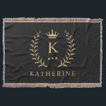 Customise Name & Initial Black White Gold Monogram Throw Blanket<br><div class="desc">Introducing our Customise Name & Initial Black White Gold Monogram collection – a bespoke fusion of sophistication and personalisation. Tailored for those who appreciate unique details, this collection allows you to add your name and initials to a timeless black and white palette, elegantly accented with gold monogramming. Whether you're looking...</div>