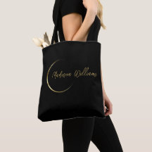 Customise Name & Initial Black White Gold Monogram