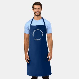 Customise Name last curved letters Navy Blue Apron