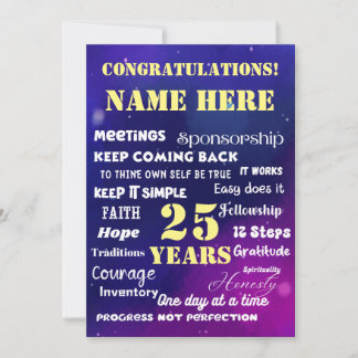 Customise Name/Milestone Recovery Words & Slogans Holiday Card