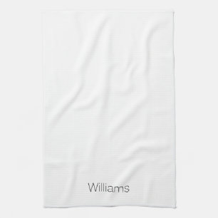 Customise name minimalist black white tea towel