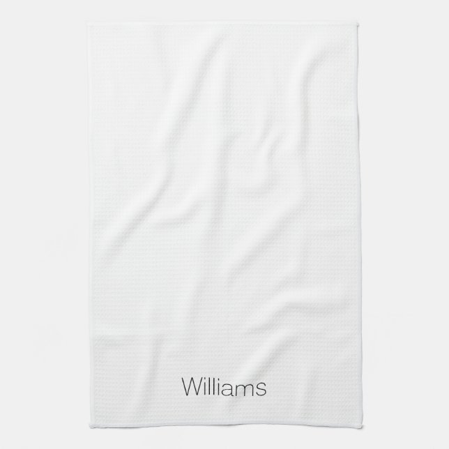 Customise name minimalist black white tea towel (Vertical)