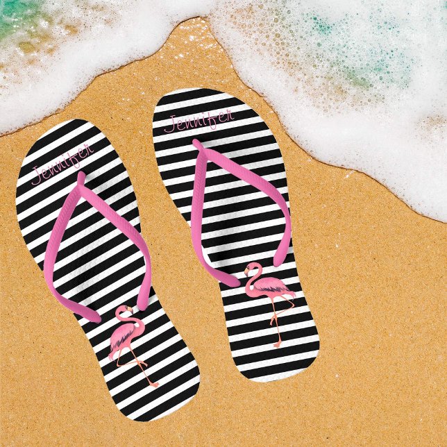 Customise Name Pink Flamingo Jandals (Customized Pink Flamingo Flip Flops)