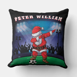 Customise Name Santa Christmas Soccer Cushion