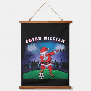 Customise Name Santa Christmas Soccer   Hanging Tapestry