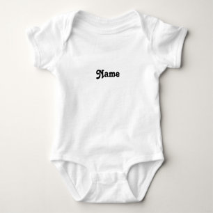 Customise name, text black letters grey baby bodysuit