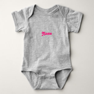 Customise name, text hot pink fuchsia grey baby bodysuit