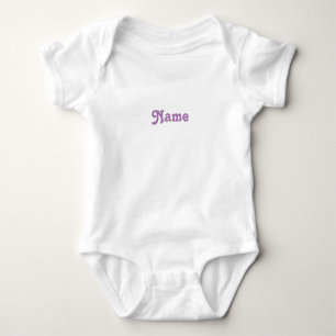 Customise name, text lavender letters grey baby bodysuit