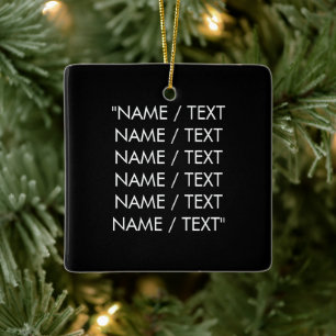 Customise Name text minimalist elegant black white Ceramic Ornament