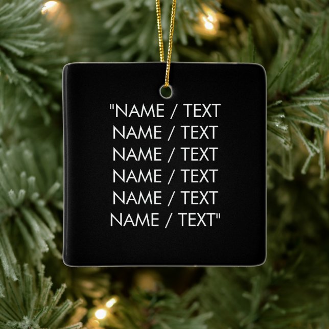 Customise Name text minimalist elegant black white Ceramic Ornament (Tree)