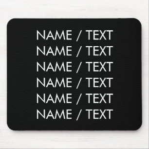 Customise Name text minimalist elegant black white Mouse Pad