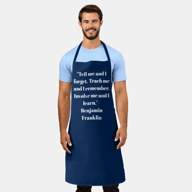 Customise Name text minimalist elegant blue white Apron (Worn)
