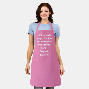 Customise Name text minimalist elegant pink white Apron