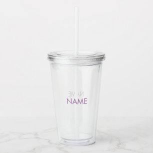 Customise name, text minimalist lavender clear acrylic tumbler