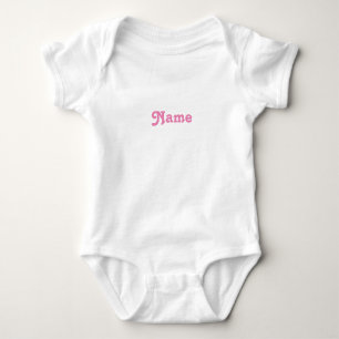 Customise name, text pink letters grey baby bodysuit