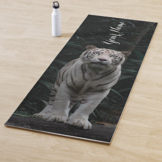 Customise Name White Tiger In the Jungle Yoga Mat
