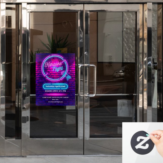 Customise Neon Karaoke Night Small Door Size (Office Door)