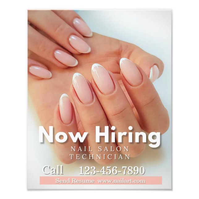 Customise Now Hiring Nail Salon Technician Pink Photo Print (Front)